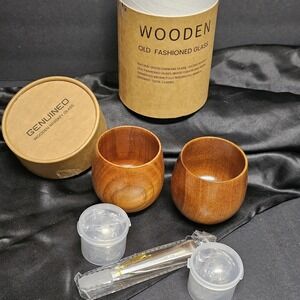 GENUINED The Original Wooden Whiskey Glasses Set of 2,‎ Bourbon Gifts for Men